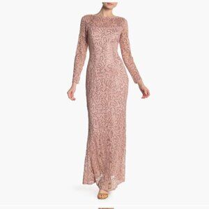 Sequin Lace Long Sleeve Gown